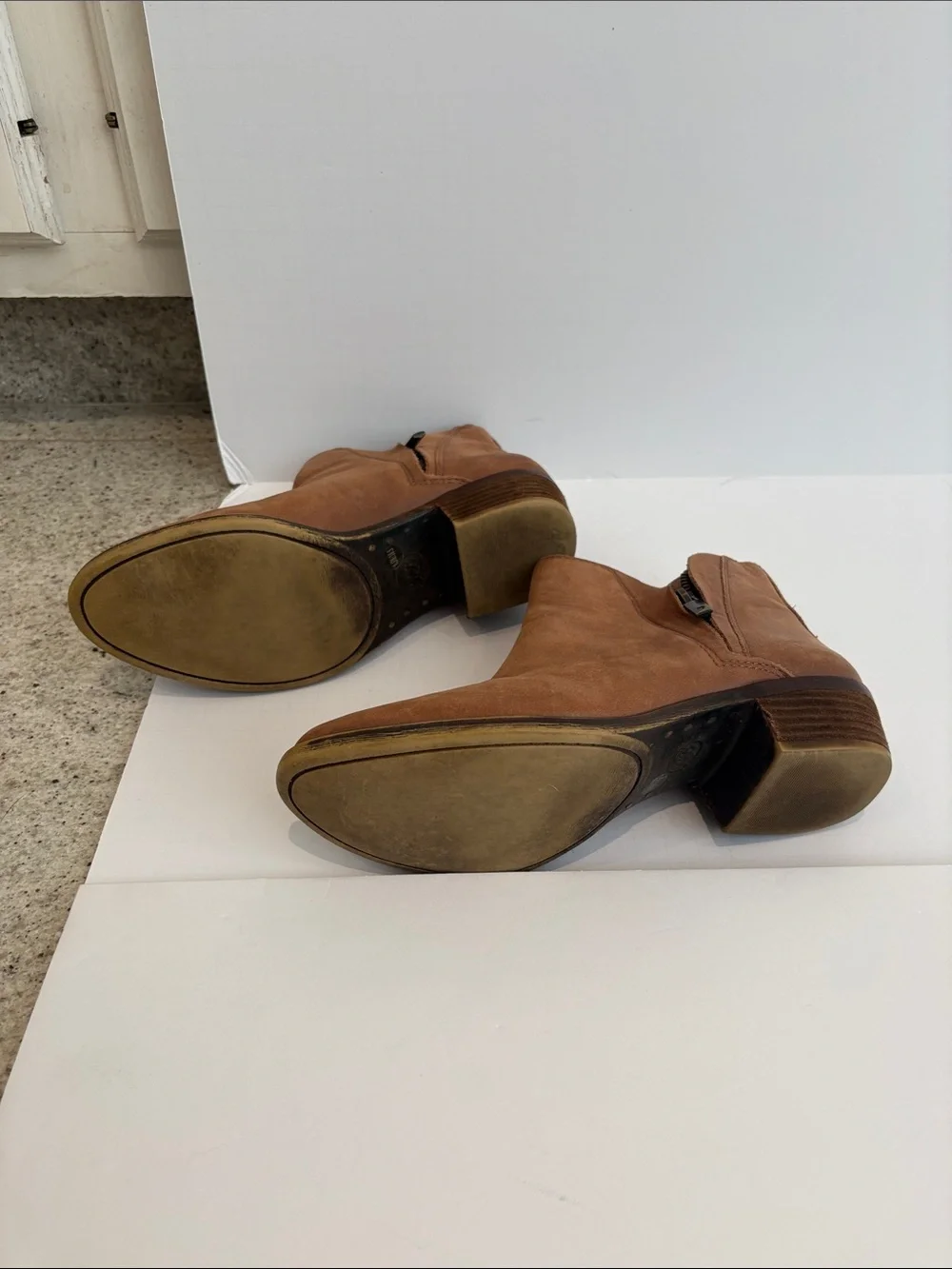 Lucky Brand Women's Tan, Tobacco Brown Leather Ankle Booties 6.5